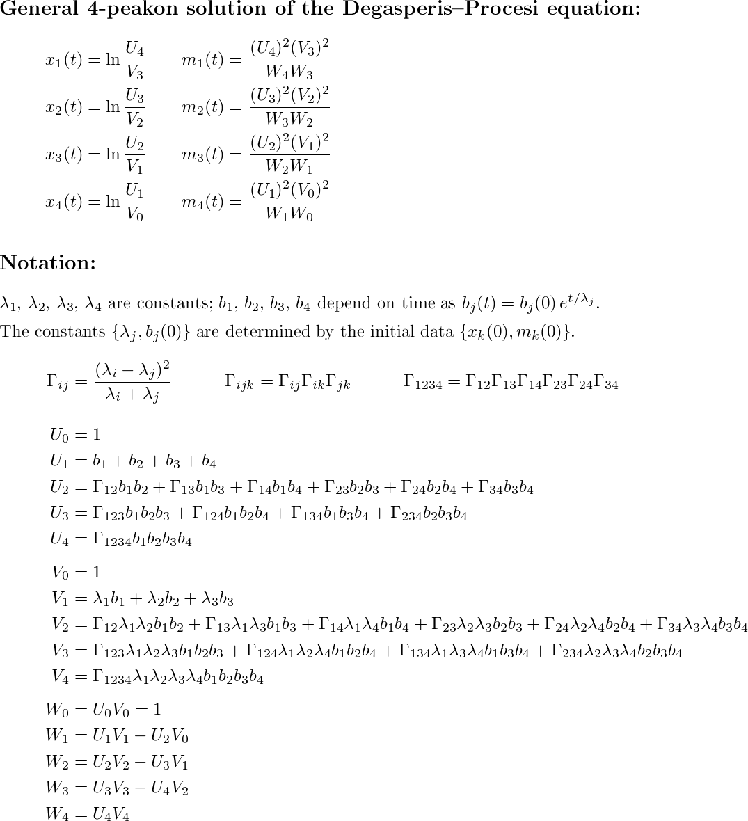 Explicit 4-peakon solution of DP equation