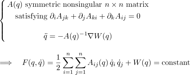 Equations: For systems with a quasi-potential, an energy-like quantity is conserved
